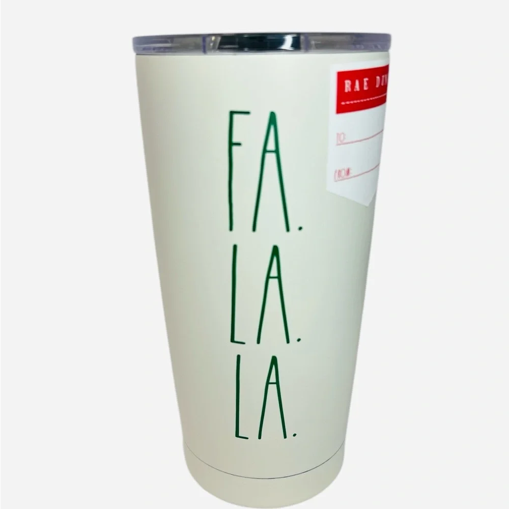 Rae Dunn Fa La La Ivory Tumbler w/Lid TS068 BPA-Free Stainless Steel 17oz/500 ml